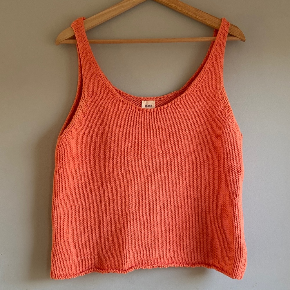 Babaa Top No1 Coral Cotton Knit Top
